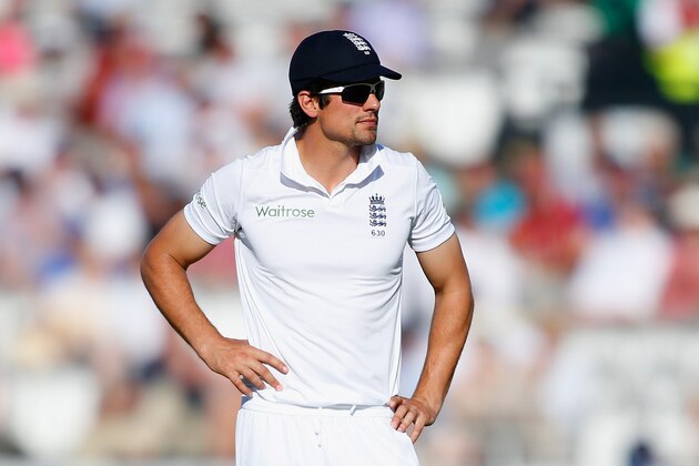 LONDON, ENGLAND - JUNE 13: England captain Alastair Cook looks on during day two of the 1st Investec Test match between England and Sri Lanka at Lord's Cricket Ground on June 13, 2014 in London, England.  (Photo by Harry Engels/Getty Images)