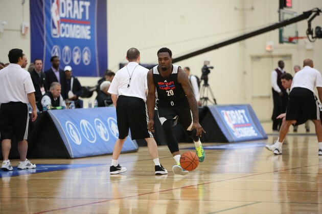 CHICAGO, IL - May 15:  NBA draft prospect P.J. Hairston participates in drills during the 2014 Draft Combine on May 15, 2014 at Quest Multisport in Chicago, Illinois. NOTE TO USER:  User expressly acknowledges and agrees that, by downloading and or using this Photograph, user is consenting to the terms and conditions of the Getty Images License Agreement.  Mandatory Copyright Notice:  Copyright 2014 NBAE (Photo by Gary Dineen/NBAE via Getty Images)