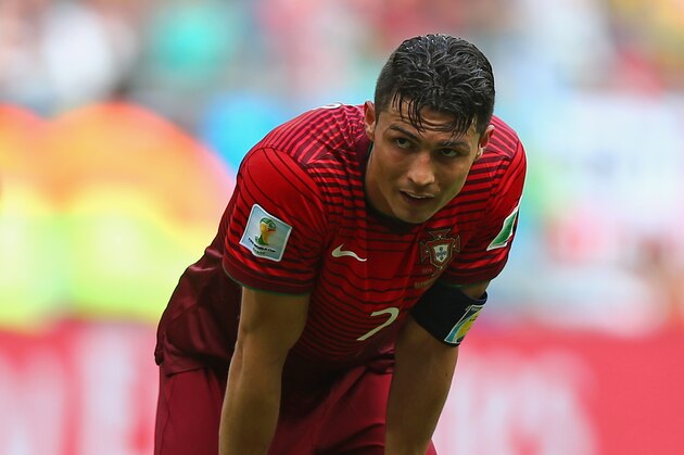 SALVADOR, BRAZIL - JUNE 16: A dejected Cristiano Ronaldo of Portugal looks on during the 2014 FIFA World Cup Brazil Group G match between Germany and Portugal at Arena Fonte Nova on June 16, 2014 in Salvador, Brazil. (Photo by Martin Rose/Getty Images) SALVADOR, BRAZIL - JUNE 16: A dejected Cristiano Ronaldo of Portugal looks on during the 2014 FIFA World Cup Brazil Group G match between Germany and Portugal at Arena Fonte Nova on June 16, 2014 in Salvador, Brazil. (Photo by Martin Rose/Getty Images)