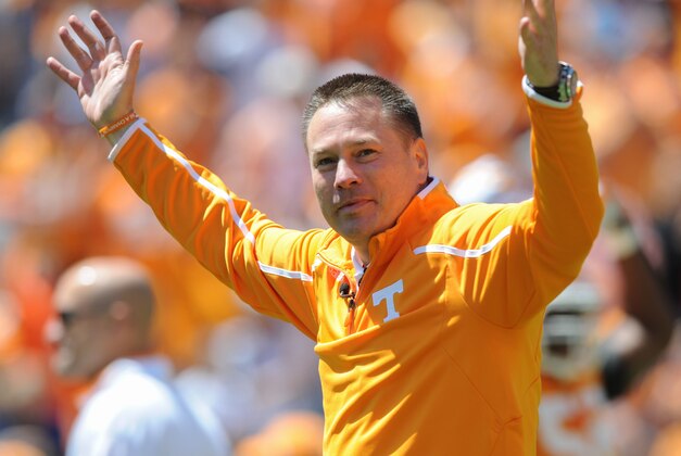Apr 20, 2013; Knoxville, TN, USA; Tennessee Volunteers head coach Butch Jones during the first half of the spring Orange and White game at Neyland Stadium. Mandatory Credit: Randy Sartin-USA TODAY Sports