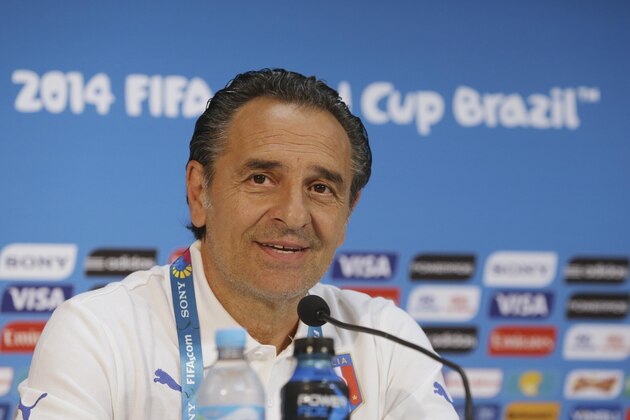 Italy coach Cesare Prandelli fields questions during a press conference at Arena da Amazonia in Manaus, Brazil, Friday, June 13, 2014.  Italy plays in group D of the 2014 soccer World Cup. (AP Photo/Antonio Calanni)