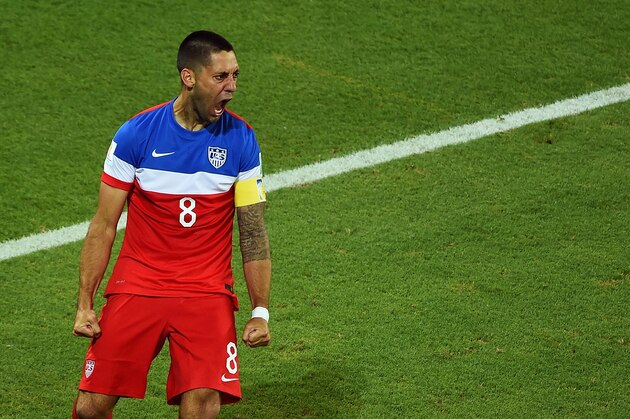 NATAL, BRAZIL - JUNE 16: Clint Dempsey of the United States celebrates after scoring his team's first goal during the 2014 FIFA World Cup Brazil Group G match between Ghana and the United States at Estadio das Dunas on June 16, 2014 in Natal, Brazil. (Photo by Laurence Griffiths/Getty Images) NATAL, BRAZIL - JUNE 16: Clint Dempsey of the United States celebrates after scoring his team's first goal during the 2014 FIFA World Cup Brazil Group G match between Ghana and the United States at Estadio das Dunas on June 16, 2014 in Natal, Brazil. (Photo by Laurence Griffiths/Getty Images)