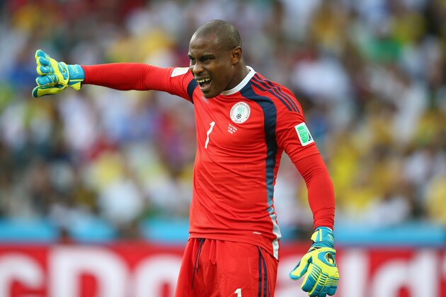 CURITIBA, BRAZIL - JUNE 16: Vincent Enyeama of Nigeria gestures during the 2014 FIFA World Cup Brazil Group F match between Iran and Nigeria at Arena da Baixada on June 16, 2014 in Curitiba, Brazil.  (Photo by Julian Finney/Getty Images)