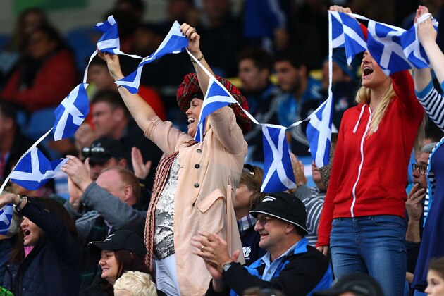 AUCKLAND, NEW ZEALAND - JUNE 15:  Scotland fans during the 2014 Junior World Championship match between Italy and Scotland at ECOLight Stadium, Pukekohe on June 15, 2014 in Auckland, New Zealand.  (Photo by Simon Watts/Getty Images)