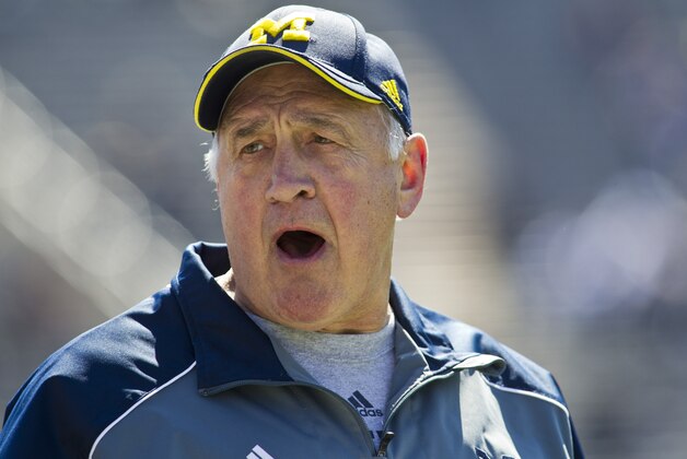 Michigan defensive coordinator Greg Mattison during the football team's annual spring game, Saturday, April 5, 2014, in Ann Arbor, Mich. (AP Photo/Tony Ding)
