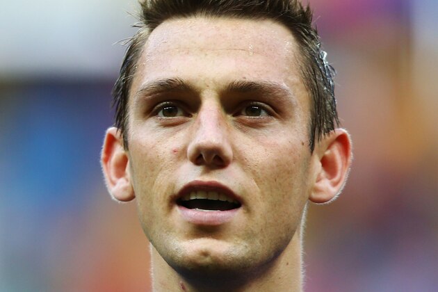 SALVADOR, BRAZIL - JUNE 13:  Stefan de Vrij of the Netherlands looks on during the 2014 FIFA World Cup Brazil Group B match between Spain and Netherlands at Arena Fonte Nova on June 13, 2014 in Salvador, Brazil.  (Photo by Paul Gilham/Getty Images)