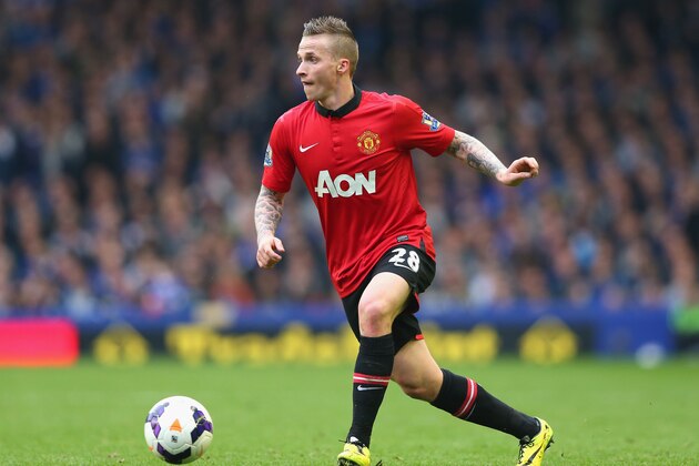 LIVERPOOL, ENGLAND - APRIL 20:  Alexander Buttner of Manchester United during the Barclays Premier League match between Everton and Manchester United at Goodison Park on April 20, 2014 in Liverpool, England.  (Photo by Alex Livesey/Getty Images)