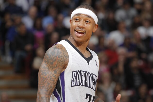 SACRAMENTO, CA - JANUARY 29: Isaiah Thomas #22 of the Sacramento Kings in a game against the Memphis Grizzlies on January 29, 2014 at Sleep Train Arena in Sacramento, California. NOTE TO USER: User expressly acknowledges and agrees that, by downloading and or using this photograph, User is consenting to the terms and conditions of the Getty Images Agreement. Mandatory Copyright Notice: Copyright 2014 NBAE (Photo by Rocky Widner/NBAE via Getty Images)