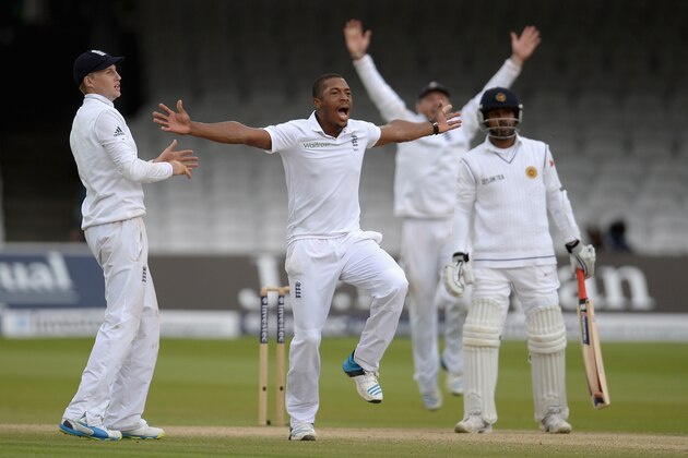 LONDON, ENGLAND - JUNE 16:  Chris Jordan of England successfully appeals for the wicket of Prasanna Jayawardene of Sri Lanka during day five of 1st Investec Test match between England and Sri Lanka at Lord's Cricket Ground on June 16, 2014 in London, England.  (Photo by Gareth Copley/Getty Images)