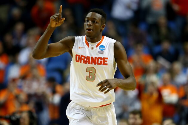 BUFFALO, NY - MARCH 20: Jerami Grant #3 of the Syracuse Orange reacts against the Western Michigan Broncos during the second round of the 2014 NCAA Men's Basketball Tournament at the First Niagara Center on March 20, 2014 in Buffalo, New York. (Photo by Elsa/Getty Images) BUFFALO, NY - MARCH 20: Jerami Grant #3 of the Syracuse Orange reacts against the Western Michigan Broncos during the second round of the 2014 NCAA Men's Basketball Tournament at the First Niagara Center on March 20, 2014 in Buffalo, New York. (Photo by Elsa/Getty Images)
