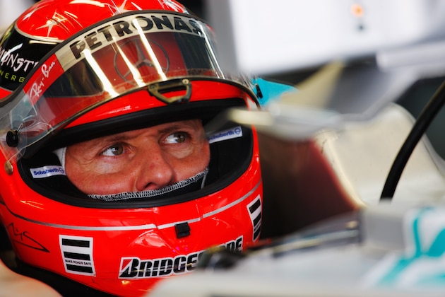 YEONGAM GUN, SOUTH KOREA - OCTOBER 23:  Michael Schumacher of Germany and Mercedes GP prepares to drive during the final practice session prior to qualifying for the Korean Formula One Grand Prix at the Korea International Circuit on October 23, 2010 in Yeongam-gun, South Korea.  (Photo by Mark Thompson/Getty Images)