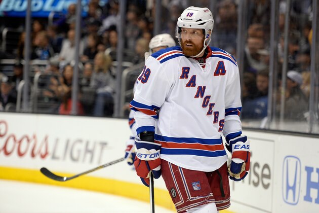 LOS ANGELES, CA - JUNE 07:  Brad Richards #19 of the New York Rangers looks on in overtime while taking on the Los Angeles Kings during Game Two of the 2014 NHL Stanley Cup Final at the Staples Center on June 7, 2014 in Los Angeles, California.  (Photo by Harry How/Getty Images)