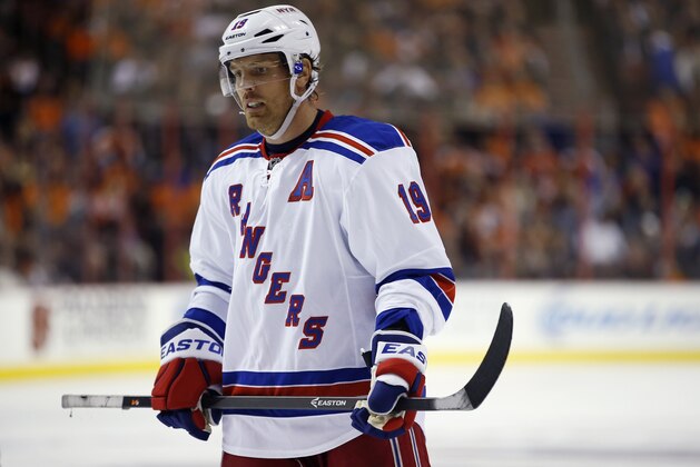New York Rangers' Brad Richards in action during an NHL hockey game against the Philadelphia Flyers, Saturday, March 1, 2014, in Philadelphia. (AP Photo/Matt Slocum)