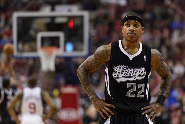 Mar 12, 2014; Philadelphia, PA, USA; Sacramento Kings guard Isaiah Thomas (22) during the third quarter against the Philadelphia 76ers at the Wells Fargo Center. The Kings defeated the Sixers 115-98. Mandatory Credit: Howard Smith-USA TODAY Sports
