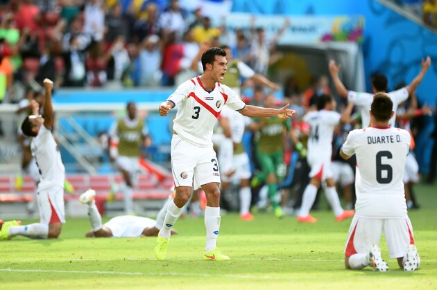 RECIFE, BRAZIL - JUNE 20: Giancarlo Gonzalez of Costa Rica celebrates his team's 1-0 victory over Italy in the 2014 FIFA World Cup Brazil Group D match between Italy and Costa Rica at Arena Pernambuco on June 20, 2014 in Recife, Brazil. (Photo by Laurence Griffiths/Getty Images) RECIFE, BRAZIL - JUNE 20: Giancarlo Gonzalez of Costa Rica celebrates his team's 1-0 victory over Italy in the 2014 FIFA World Cup Brazil Group D match between Italy and Costa Rica at Arena Pernambuco on June 20, 2014 in Recife, Brazil. (Photo by Laurence Griffiths/Getty Images)