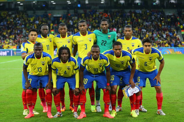 CURITIBA, BRAZIL - JUNE 20: Ecuador pose for a team photo prior to the 2014 FIFA World Cup Brazil Group E match between Honduras and Ecuador at Arena da Baixada on June 20, 2014 in Curitiba, Brazil.  (Photo by Jamie Squire/Getty Images)