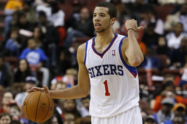 Philadelphia 76ers' Michael Carter-Williams in action during an NBA basketball game against the Charlotte Bobcats, Wednesday, April 2, 2014, in Philadelphia. (AP Photo/Matt Slocum)