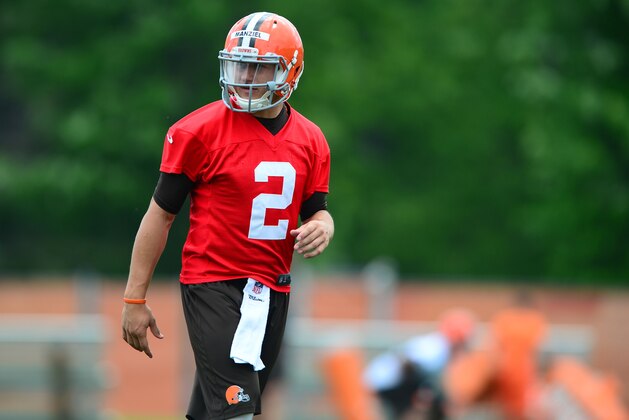 Jun 12, 2014; Berea, OH, USA; Cleveland Browns quarterback Johnny Manziel (2) during minicamp at Browns training facility. Mandatory Credit: Andrew Weber-USA TODAY Sports