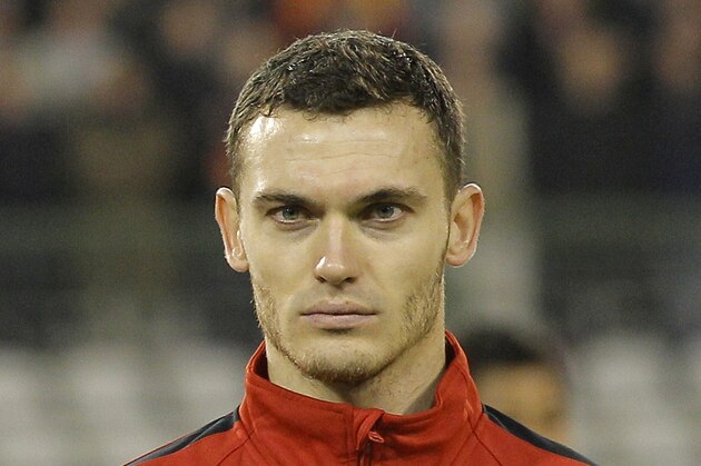 Belgium's Thomas Vermaelen poses ahead of the World Cup Group A qualifying soccer match against Wales, at the King Baudouin stadium in brussels, Tuesday, Oct. 15, 2013. (AP Photo/Yves Logghe)