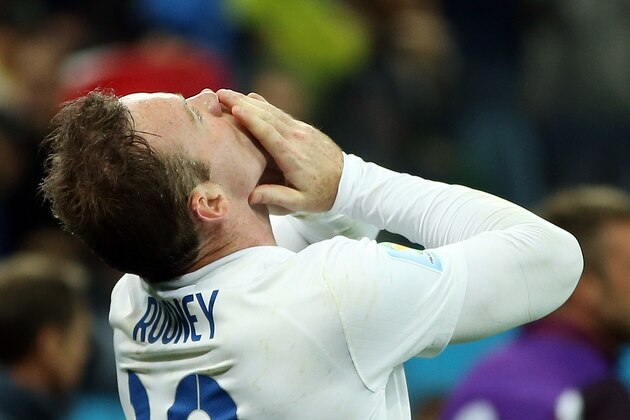 SAO PAULO, BRAZIL - JUNE 19: Wayne Rooney of England celebrates scoring his team's first goal during the 2014 FIFA World Cup Brazil Group D match between Uruguay and England at Arena de Sao Paulo on June 19, 2014 in Sao Paulo, Brazil. (Photo by Richard Heathcote/Getty Images) SAO PAULO, BRAZIL - JUNE 19: Wayne Rooney of England celebrates scoring his team's first goal during the 2014 FIFA World Cup Brazil Group D match between Uruguay and England at Arena de Sao Paulo on June 19, 2014 in Sao Paulo, Brazil. (Photo by Richard Heathcote/Getty Images)