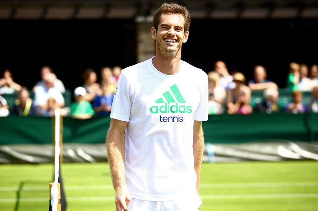 LONDON, ENGLAND - JUNE 21:  Andy Murray of Great Britain in action in a practice session during previews for Wimbledon Championships at Wimbledon on June 21, 2014 in London, England.  (Photo by Al Bello/Getty Images)