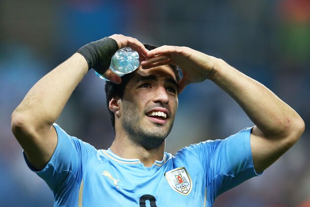 SAO PAULO, BRAZIL - JUNE 19:  Luis Suarez of Uruguay looks on during the 2014 FIFA World Cup Brazil Group D match between Uruguay and England at Arena de Sao Paulo on June 19, 2014 in Sao Paulo, Brazil.  (Photo by Julian Finney/Getty Images)
