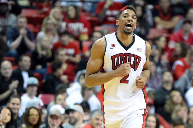 LAS VEGAS, NV - DECEMBER 28: Khem Birch #2 of the UNLV Rebels reacts after hitting a shot against the California State Fullerton Titans during their game at the Thomas & Mack Center on December 28, 2013 in Las Vegas, Nevada. UNLV won 83-64. (Photo by Ethan Miller/Getty Images) LAS VEGAS, NV - DECEMBER 28: Khem Birch #2 of the UNLV Rebels reacts after hitting a shot against the California State Fullerton Titans during their game at the Thomas & Mack Center on December 28, 2013 in Las Vegas, Nevada. UNLV won 83-64. (Photo by Ethan Miller/Getty Images)