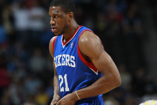 Philadelphia 76ers forward Thaddeus Young takes court to face the Denver Nuggets in the first quarter of an NBA basketball game in Denver on Wednesday, Jan. 1, 2014. (AP Photo/David Zalubowski) Philadelphia 76ers forward Thaddeus Young takes court to face the Denver Nuggets in the first quarter of an NBA basketball game in Denver on Wednesday, Jan. 1, 2014. (AP Photo/David Zalubowski)
