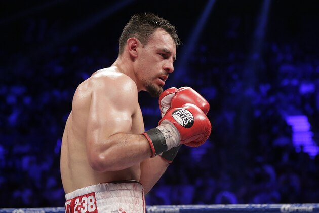 Robert Guerrero is seen during a WBC welterweight title fight against Floyd Mayweather Jr., Saturday, May 4, 2013, in Las Vegas. (AP Photo/Rick Bowmer)