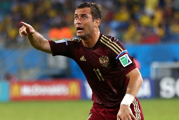CUIABA, BRAZIL - JUNE 17:  Aleksandr Kerzhakov of Russia reacts during the 2014 FIFA World Cup Brazil Group H match between Russia and South Korea at Arena Pantanal on June 17, 2014 in Cuiaba, Brazil.  (Photo by Elsa/Getty Images)