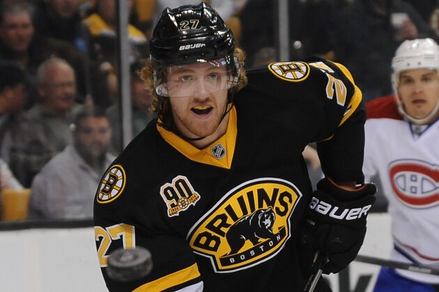 BOSTON, MA - MARCH 24: Dougie Hamilton #27 of the Boston Bruins skates against the Montreal Canadiens at the TD Garden on March 24, 2014 in Boston, Massachusetts.  (Photo by Steve Babineau/NHLI via Getty Images)