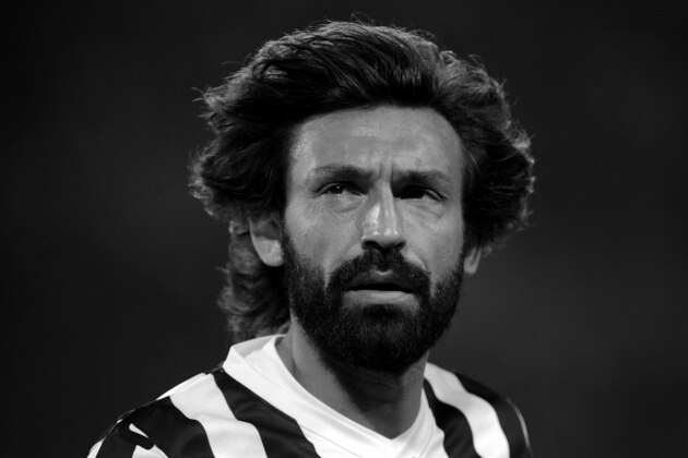TURIN, ITALY - NOVEMBER 10:  (EDITOR'S NOTE: IMAGE HAS BEEN CONVERTED TO BLACK AND WHITE). Andrea Pirlo of Juventus looks on during the Serie A match between Juventus and SSC Napoli at Juventus Arena on November 10, 2013 in Turin, Italy.  (Photo by Valerio Pennicino/Getty Images)