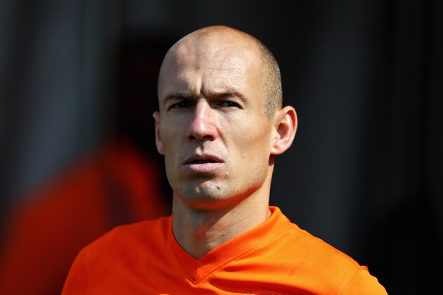 SAO PAULO, BRAZIL - JUNE 23:  Arjen Robben of the Netherlands look of prior to the 2014 FIFA World Cup Brazil Group B match between the Netherlands and Chile at Arena de Sao Paulo on June 23, 2014 in Sao Paulo, Brazil.  (Photo by Dean Mouhtaropoulos/Getty Images)