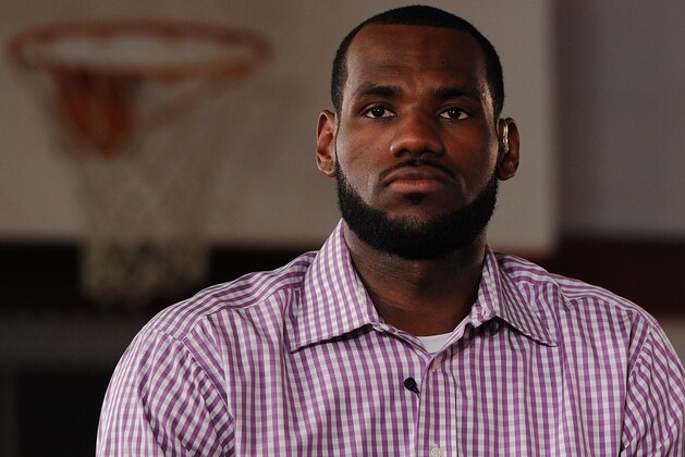 GREENWICH, CT - JULY 08:  LeBron James speaks at the LeBron James announcement of his future NBA plans at the Boys & Girls Club of America on July 8, 2010 in Greenwich, Connecticut. James announced during a live broadcast on ESPN that he will play for the Miami Heat next season.  (Photo by Larry Busacca/Getty Images for Estabrook Group)