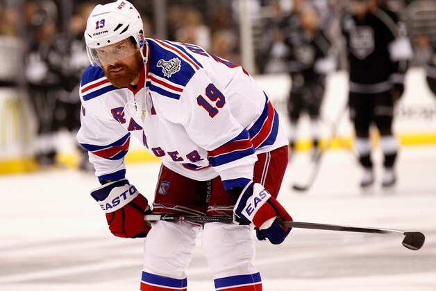 LOS ANGELES, CA - JUNE 13:  Brad Richards #19 of the New York Rangers plays against the Los Angeles Kings during the first period of Game Five of the 2014 Stanley Cup Final at the Staples Center on June 13, 2014 in Los Angeles, California.  (Photo by Rebecca Taylor/NHLI via Getty Images)