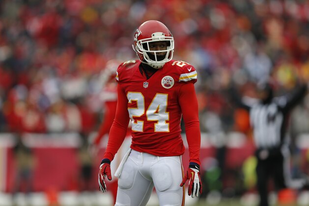 Kansas City Chiefs cornerback Brandon Flowers (24) during the first half of an NFL football game against the Indianapolis Colts at Arrowhead Stadium in Kansas City, Mo., Sunday, Dec. 22, 2013. (AP Photo/Ed Zurga)