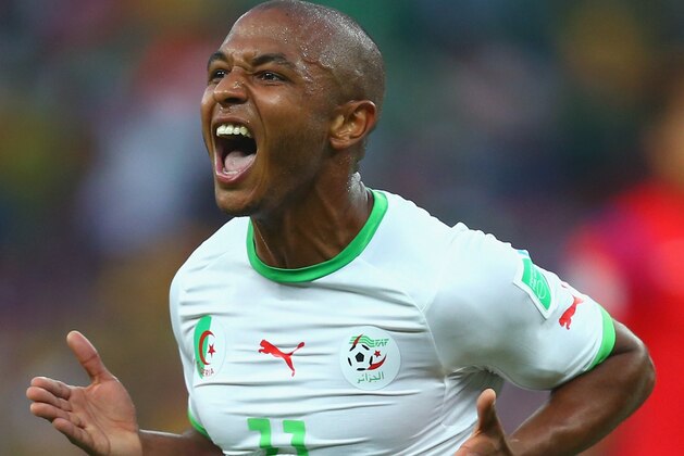 PORTO ALEGRE, BRAZIL - JUNE 22:  Yacine Brahimi of Algeria celebrates scoring his team's fourth goal during the 2014 FIFA World Cup Brazil Group H match between South Korea and Algeria at Estadio Beira-Rio on June 22, 2014 in Porto Alegre, Brazil.  (Photo by Jeff Gross/Getty Images)