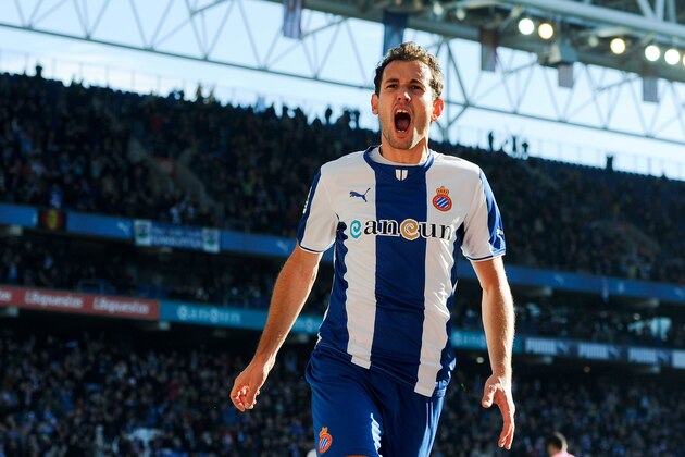 BARCELONA, SPAIN - DECEMBER 22:  Christian Stuani of RCD Espanyol celebrates after scoring his team's fourth goal during the La Liga match between RCD Espanyol and Real Valldolid CF at Cornella-El Prat Stadium on December 22, 2013 in Barcelona, Spain.  (Photo by David Ramos/Getty Images)
