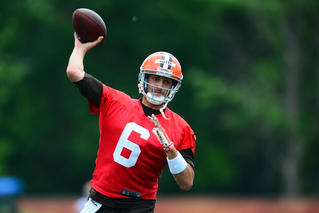 Jun 12, 2014; Berea, OH, USA; Cleveland Browns quarterback Brian Hoyer (6) during minicamp at Browns training facility. Mandatory Credit: Andrew Weber-USA TODAY Sports