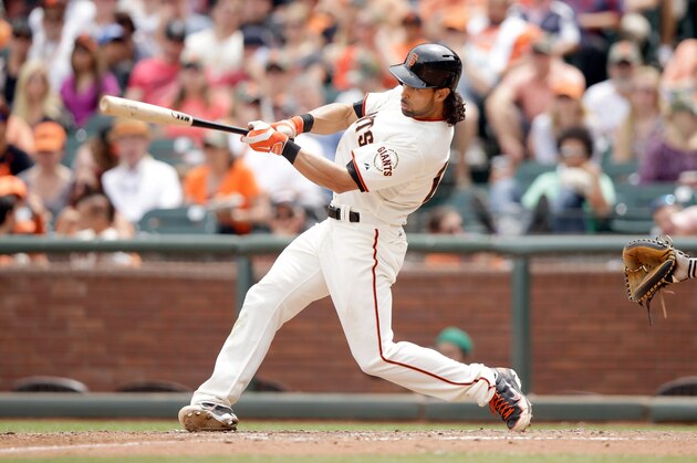 SAN FRANCISCO, CA - JUNE 14: Angel Pagan #16 of the San Francisco Giants bats against the Colorado Rockies at AT&T Park on June 14, 2014 in San Francisco, California. (Photo by Ezra Shaw/Getty Images) SAN FRANCISCO, CA - JUNE 14: Angel Pagan #16 of the San Francisco Giants bats against the Colorado Rockies at AT&T Park on June 14, 2014 in San Francisco, California. (Photo by Ezra Shaw/Getty Images)