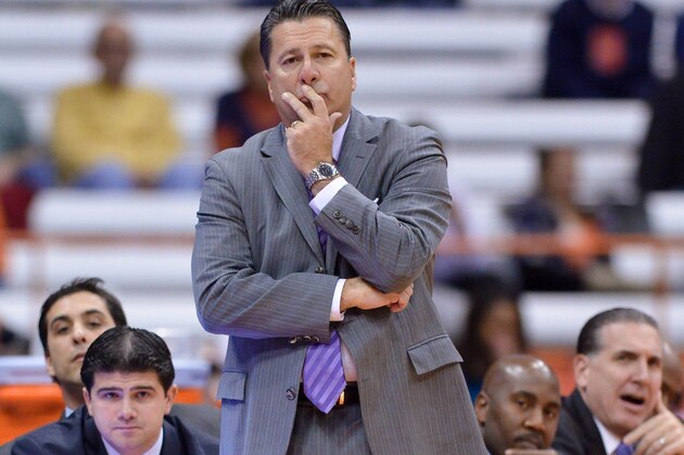 Nov 12, 2013; Syracuse, NY, USA; Fordham Rams head coach Tom Pecora watches his team during the second half of a game against the Syracuse Orange at the Carrier Dome. Syracuse won the game  89-74. Mandatory Credit: Mark Konezny-USA TODAY Sports