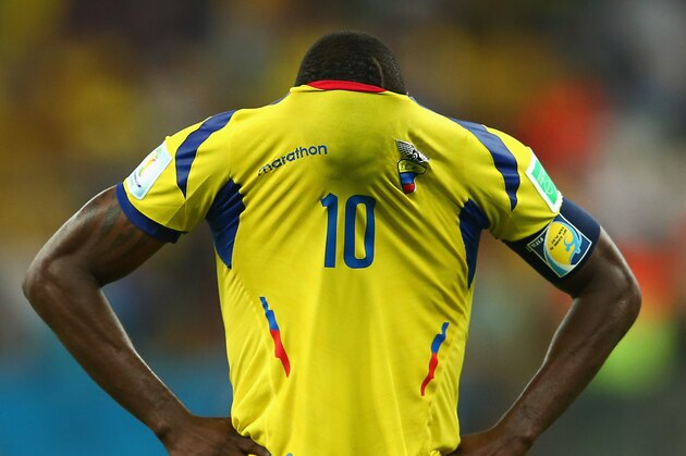 RIO DE JANEIRO, BRAZIL - JUNE 25: Walter Ayovi of Ecuador reacts after a 0-0 draw during the 2014 FIFA World Cup Brazil Group E match between Ecuador and France at Maracana on June 25, 2014 in Rio de Janeiro, Brazil.  (Photo by Julian Finney/Getty Images)