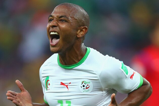 PORTO ALEGRE, BRAZIL - JUNE 22:  Yacine Brahimi of Algeria celebrates scoring his team's fourth goal during the 2014 FIFA World Cup Brazil Group H match between South Korea and Algeria at Estadio Beira-Rio on June 22, 2014 in Porto Alegre, Brazil.  (Photo by Jeff Gross/Getty Images)