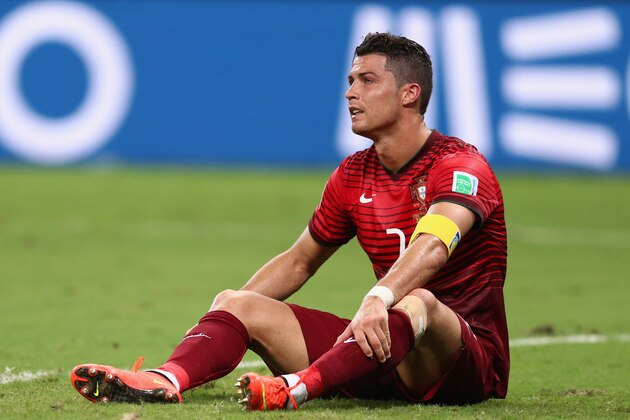 MANAUS, BRAZIL - JUNE 22:  Cristiano Ronaldo of Portugal looks on during the 2014 FIFA World Cup Brazil Group G match between the United States and Portugal at Arena Amazonia on June 22, 2014 in Manaus, Brazil.  (Photo by Warren Little/Getty Images)