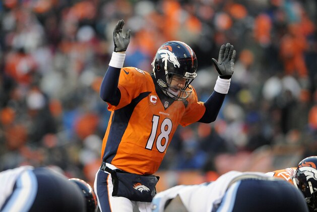 Denver Broncos quarterback Peyton Manning during the second half of an NFL football game against the Tennessee Titans on Sunday, Dec. 8, 2013, in Denver. (AP Photo/Chris Schneider)