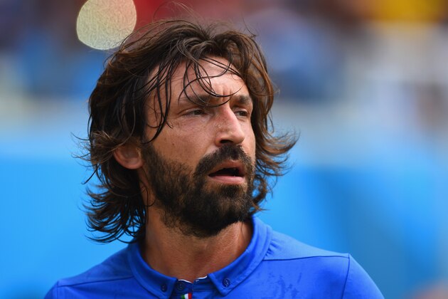 NATAL, BRAZIL - JUNE 24:  Andrea Pirlo of Italy looks on during the 2014 FIFA World Cup Brazil Group D match between Italy and Uruguay at Estadio das Dunas on June 24, 2014 in Natal, Brazil.  (Photo by Matthias Hangst/Getty Images)