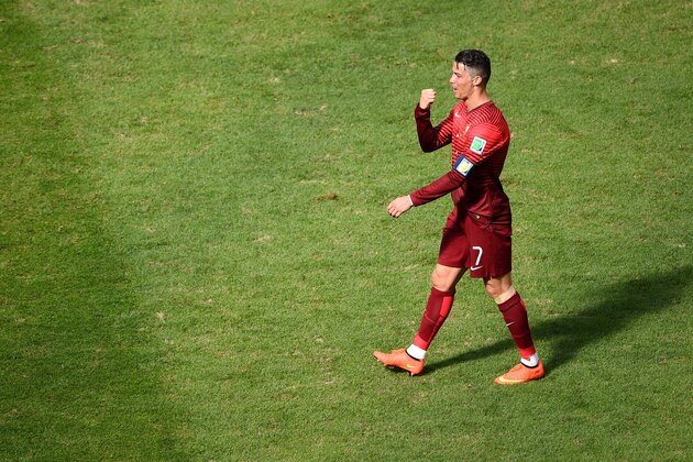 BRASILIA, BRAZIL - JUNE 26:  Cristiano Ronaldo of Portugal reacts during the 2014 FIFA World Cup Brazil Group G match between Portugal and Ghana at Estadio Nacional on June 26, 2014 in Brasilia, Brazil.  (Photo by Christopher Lee/Getty Images)