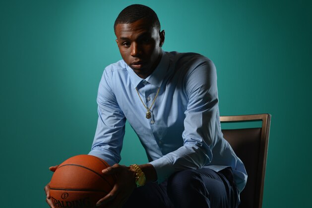 NEW YORK - JUNE 25: NBA Draft Prospect Andrew Wiggins,  poses for portraits during media availability as part of the 2014 NBA Draft on June 25, 2014 at the Westin Times Square in New York City. NOTE TO USER: User expressly acknowledges and agrees that, by downloading and/or using this photograph, user is consenting to the terms and conditions of the Getty Images License Agreement.  Mandatory Copyright Notice: Copyright 2013 NBAE (Photo by Jesse D. Garrabrant/NBAE via Getty Images)