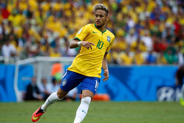 Jun 17, 2014; Fortaleza, Ceara, BRAZIL; Brazil forward Neymar (10) during the first half of their 0-0 tie with Mexico in a 2014 World Cup game at Estadio Castelao. Mandatory Credit: Winslow Townson-USA TODAY Sports Jun 17, 2014; Fortaleza, Ceara, BRAZIL; Brazil forward Neymar (10) during the first half of their 0-0 tie with Mexico in a 2014 World Cup game at Estadio Castelao. Mandatory Credit: Winslow Townson-USA TODAY Sports