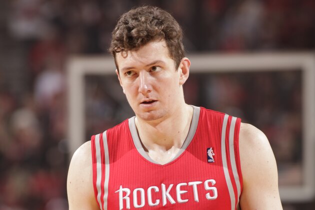 PORTLAND, OR - APRIL 27: Omer Asik #3 of the Houston Rockets stands on the court during a game against the Portland Trail Blazers in Game Four of the Western Conference Quarterfinals during the 2014 NBA Playoffs on April 27, 2014 at the Moda Center in Portland, Oregon. NOTE TO USER: User expressly acknowledges and agrees that, by downloading and or using this photograph, User is consenting to the terms and conditions of the Getty Images License Agreement. Mandatory Copyright Notice: Copyright 2014 NBAE (Photo by Cameron Browne/NBAE via Getty Images)